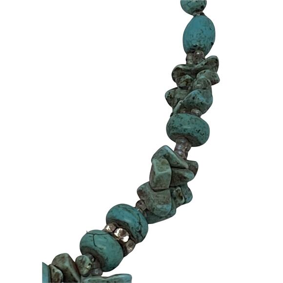 Fashion Painted Stone Bead 16” Necklace Handcrafted Turquoise Colored Howlite - Picture 3 of 12